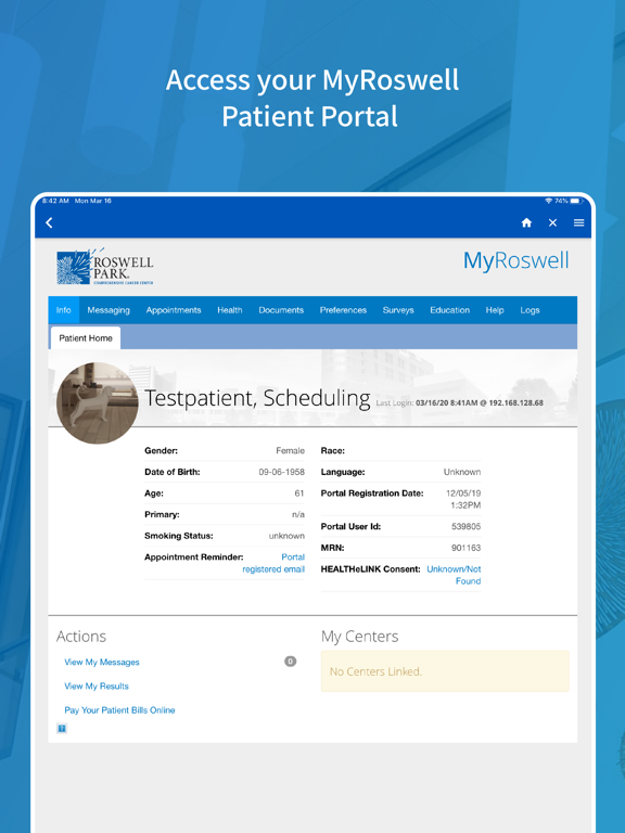 MyRoswell iPad screenshot 2 - Medical app