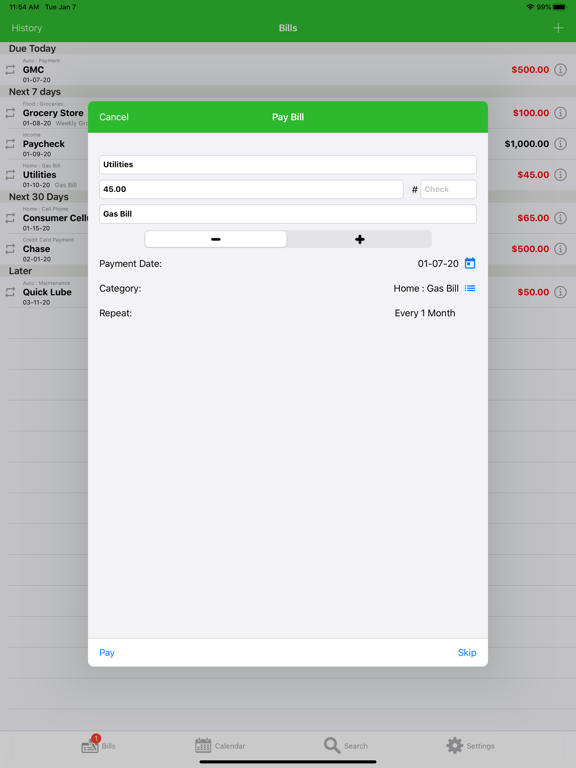 myBill$ Lite iPad screenshot 4 - Finance app