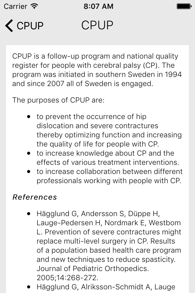 CPUP Hip Score screenshot 2