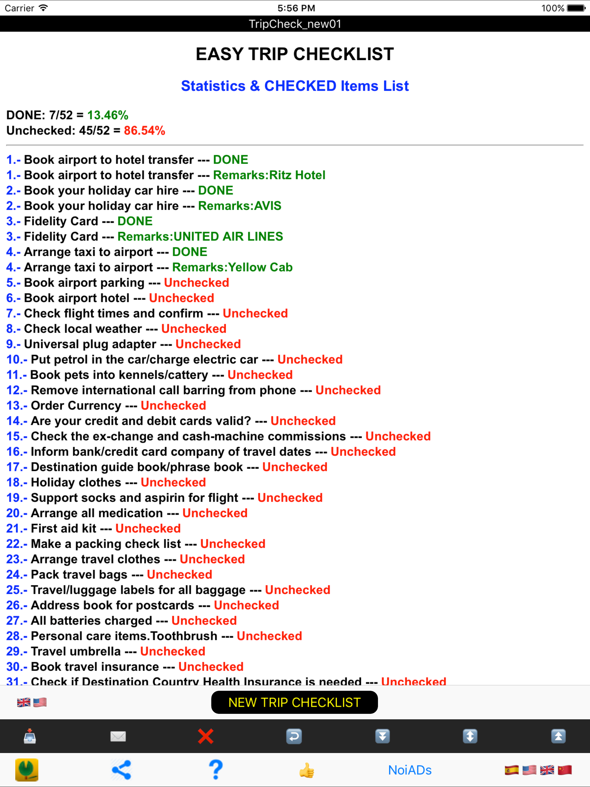 Easy Trip Checklist