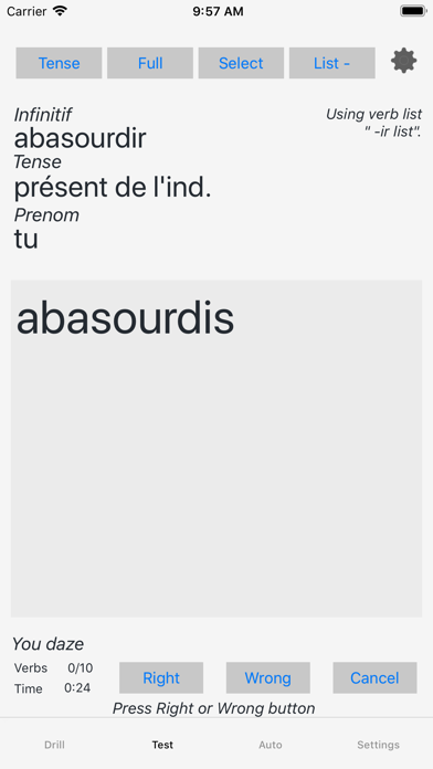 Verbes - French Verb Trainer Screenshot