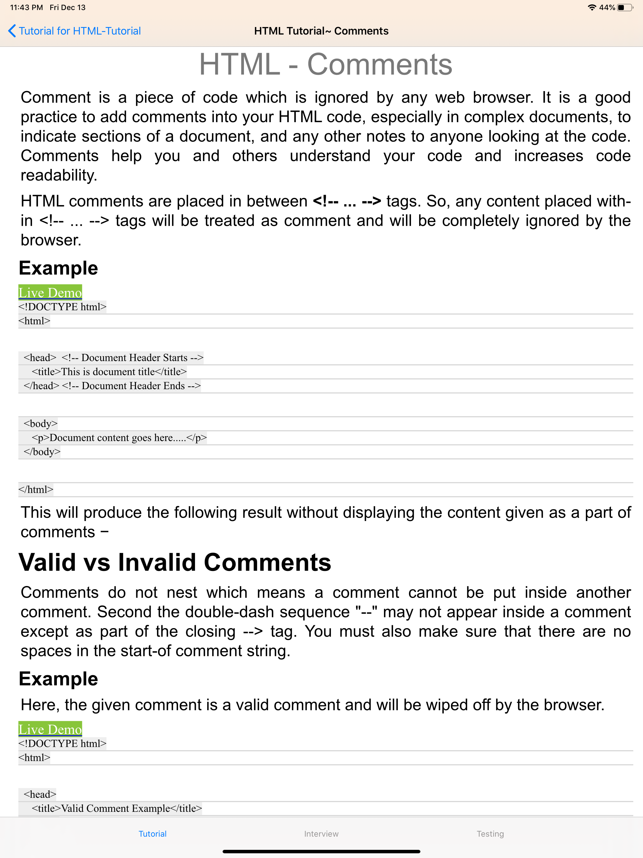 Tutorial for HTML