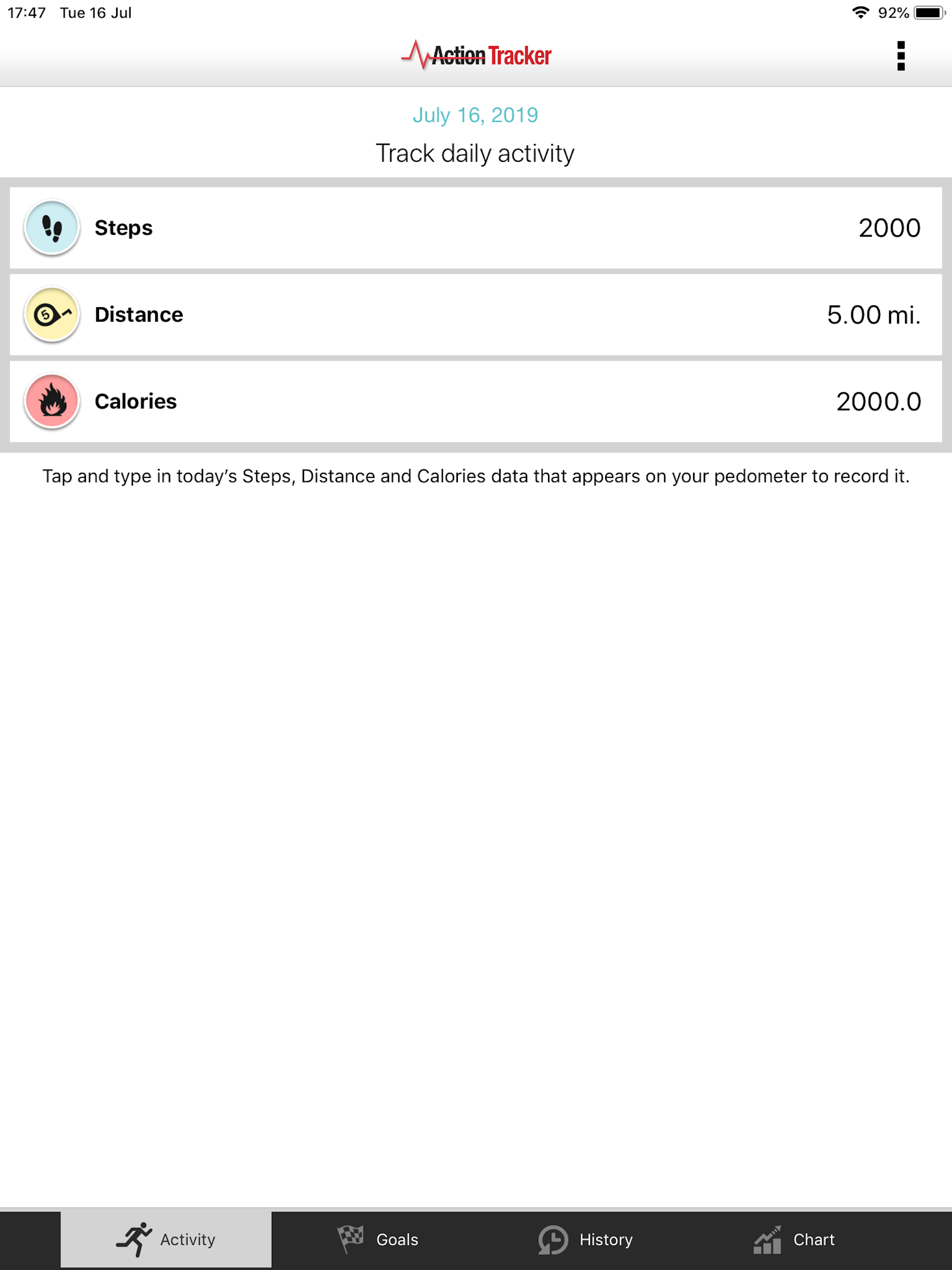 Activity action tracker screenshot 7