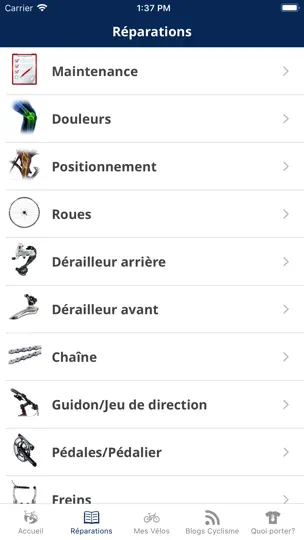 Capture d'écran de Mécano Vélo sur iPhone 5