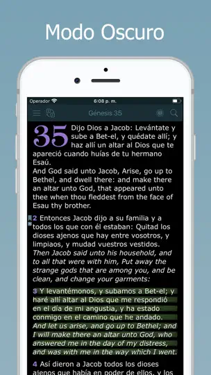 Captura de pantalla de Biblia Bilingüe Reina Valera en iPhone 4