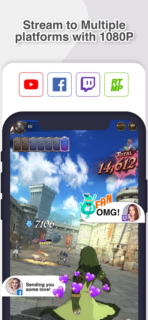 Screen Recorder: The recording - Explore the app's capability to stream recordings to popular platforms like YouTube and Twitch, all in crisp 1080P resolution.