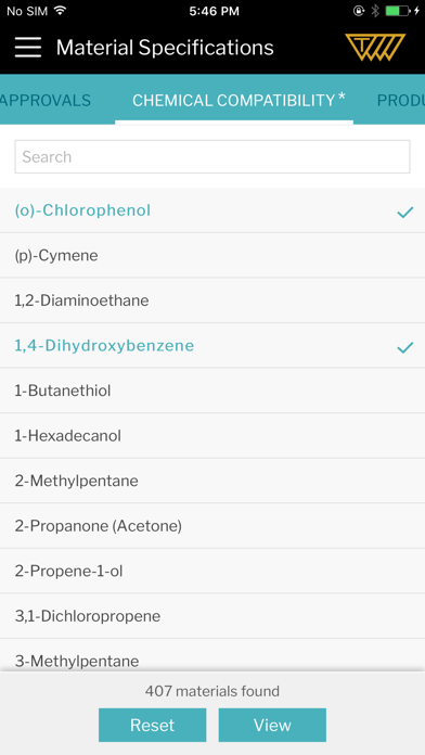 Sealing Materials Selector Screenshot