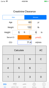 CreatinineClearanceCalculator screenshot