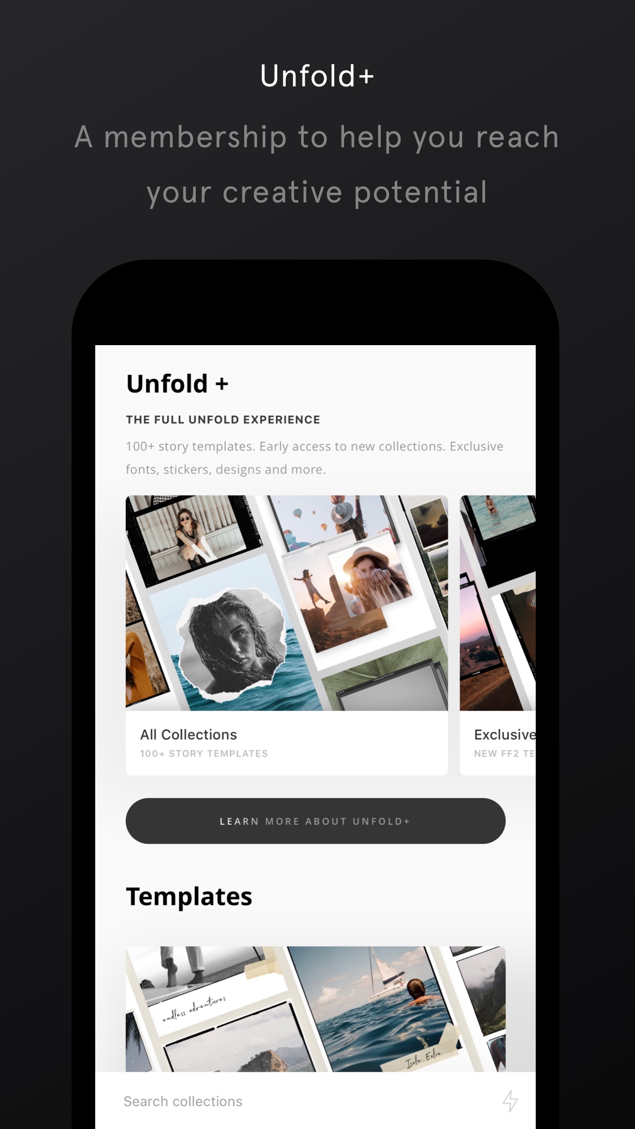 Screenshot do app Unfold — Crie Histórias