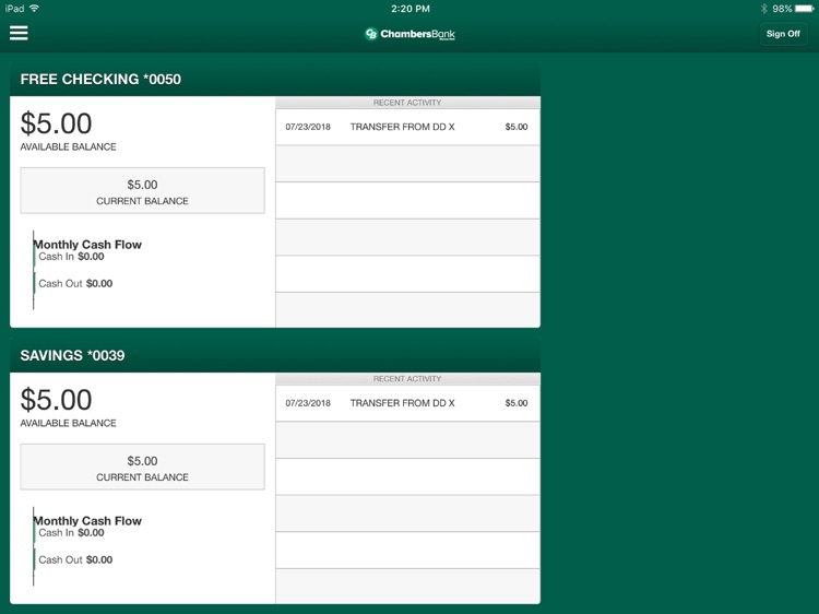 Chambers Bank Mobile for iPad
