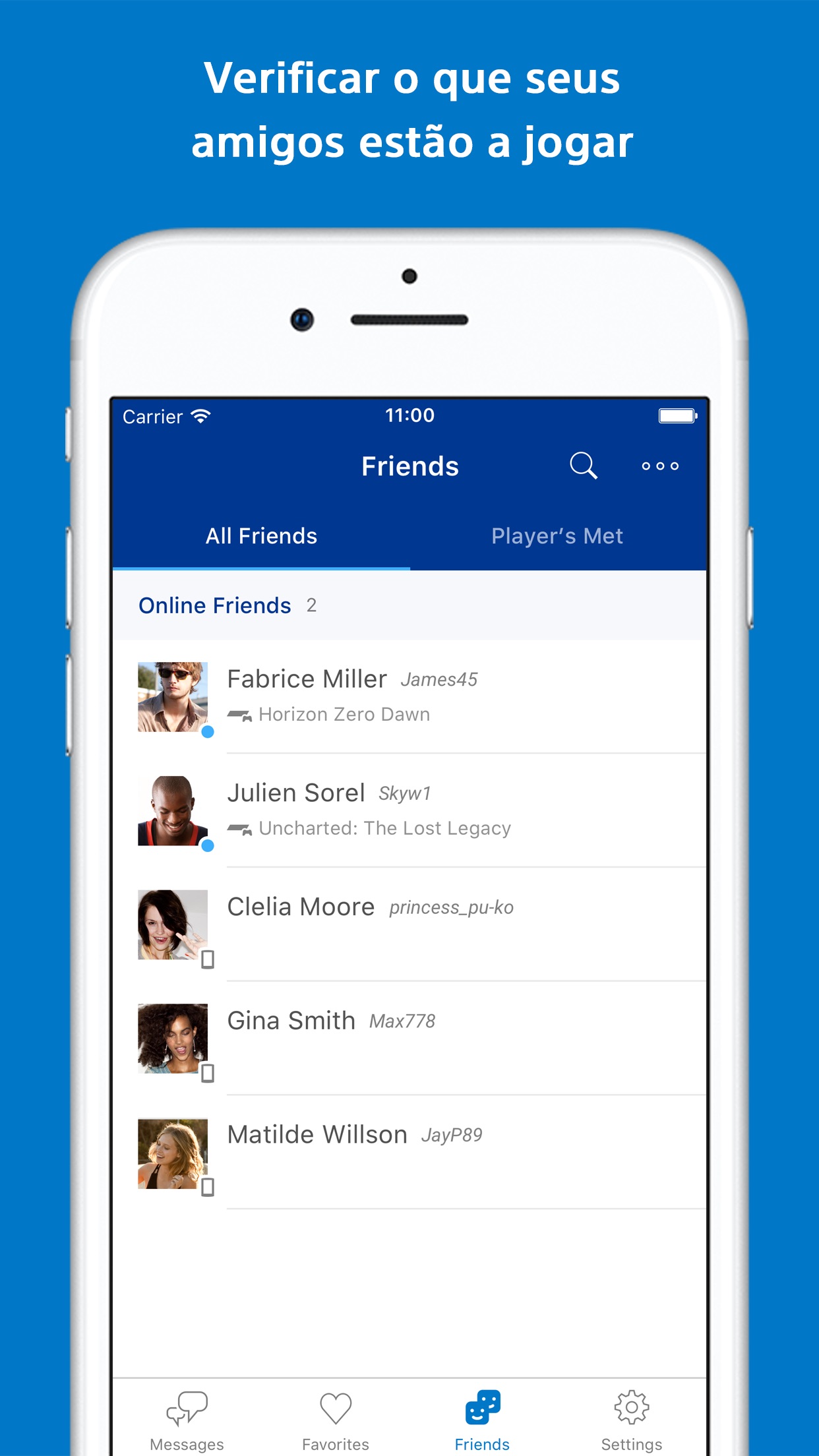 Screenshot do app PlayStation Messages