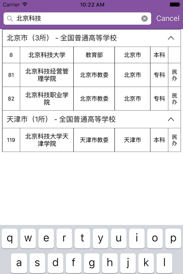 全国高等学校名单查询2019最新版 screenshot 2