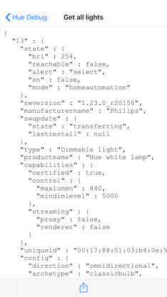 Debug for Philips Hue screenshot 2