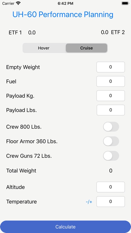 UH60 Performance Planning
