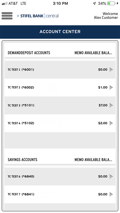 Stifel Bank Central Business Screenshot