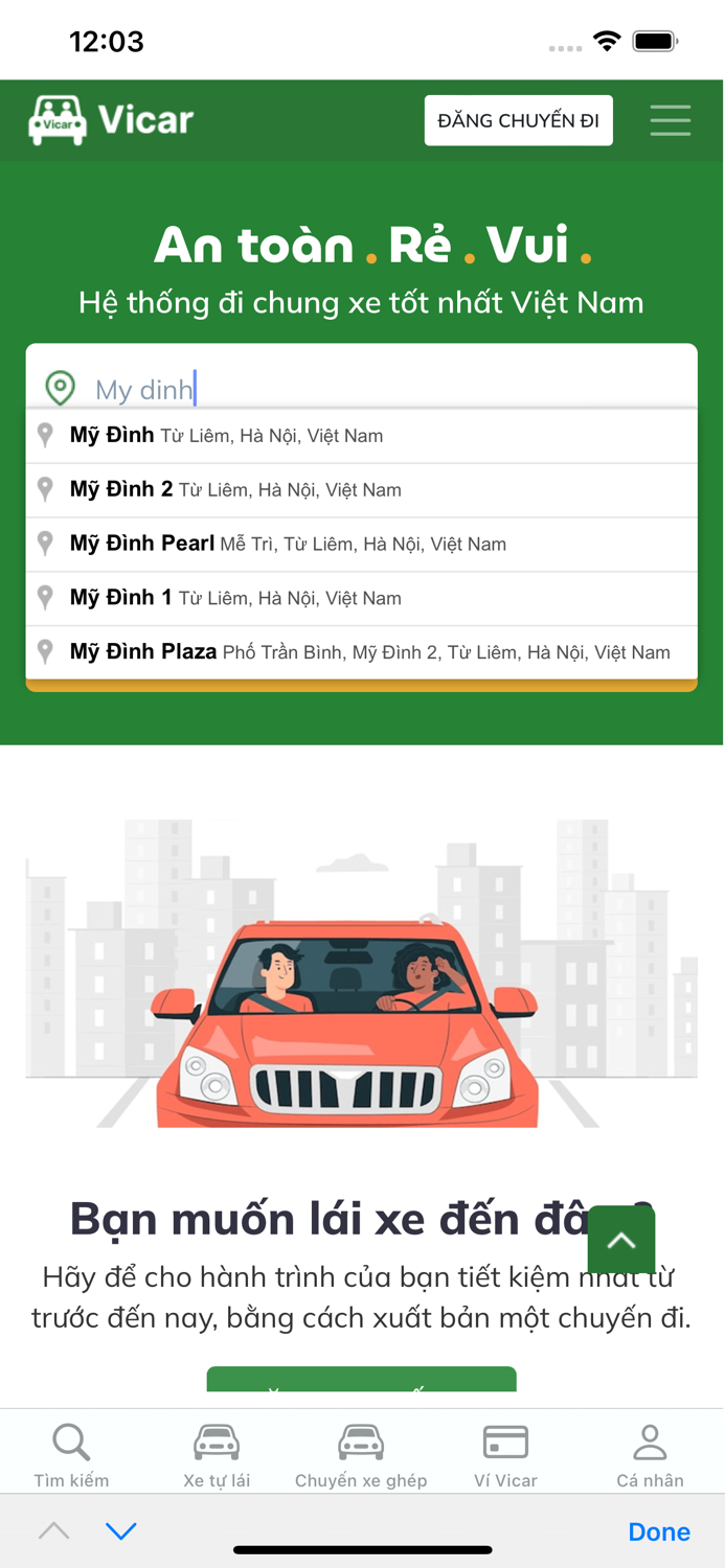 Vicar - Ứng dụng xe ghép