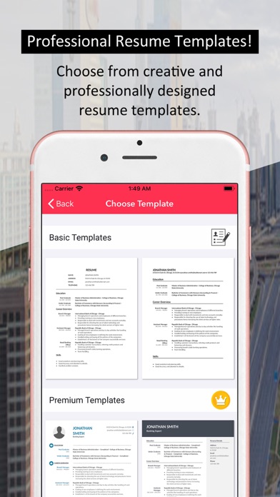 Resume Builder - Job Templates Screenshot
