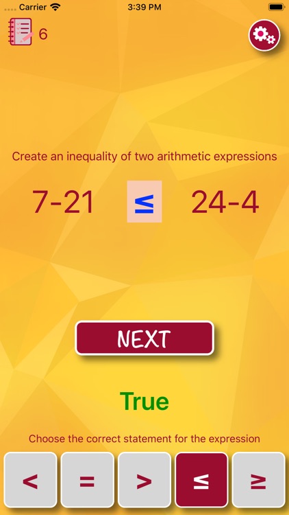 Pick the sign of inequality