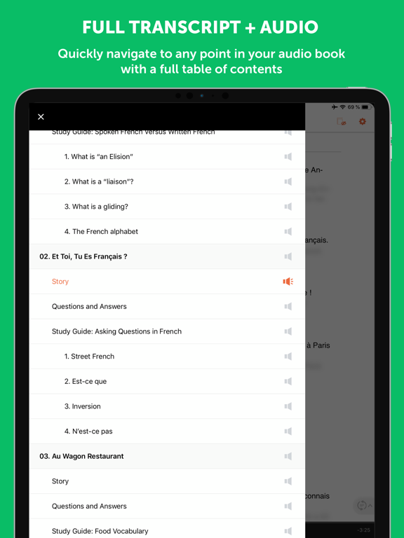French Today Audiobook Player iPad screenshot