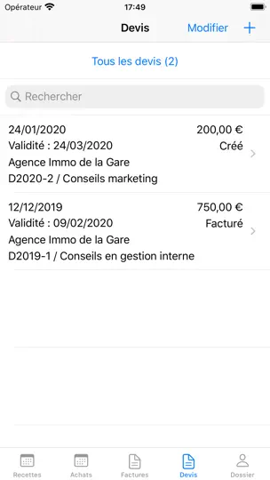 Capture d'écran de Gestion Micro-Entrepreneur sur iPhone 1