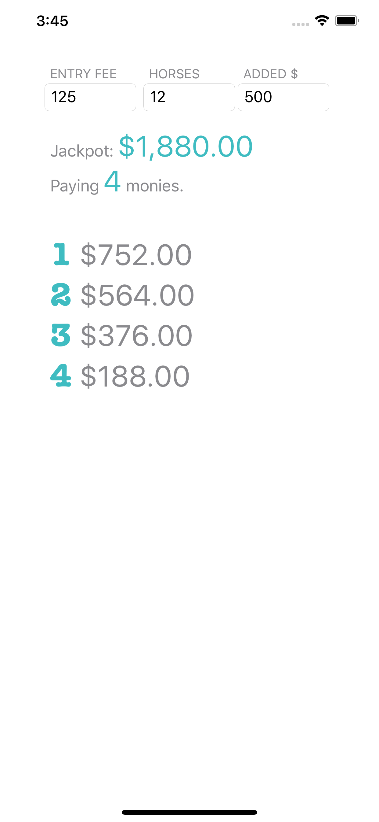 NCHA Cutting Payout Calculator