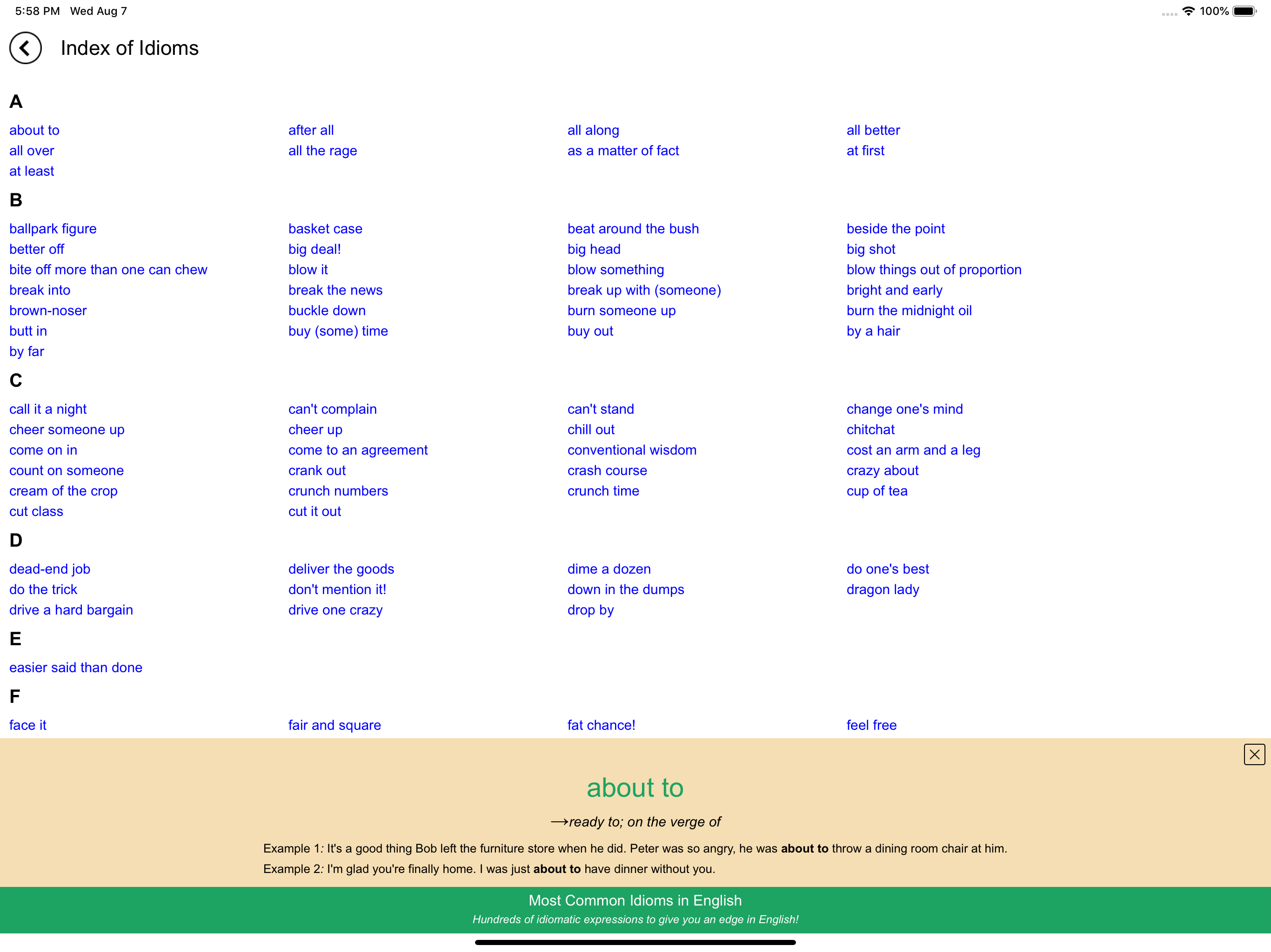 Most Common Idioms in English