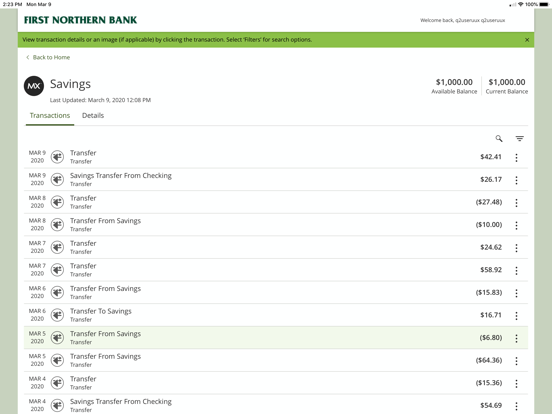 First Northern Mobile Banking iPad screenshot 1 - Finance app