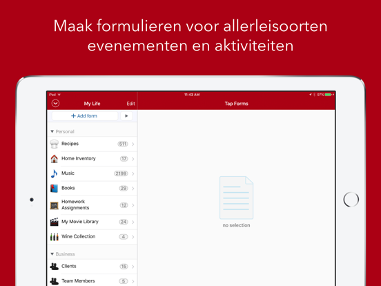 Tap Forms Organizer 5 Database iPad app afbeelding 1