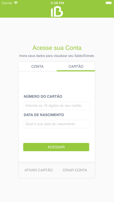 Cartão IB Corretora Screenshot