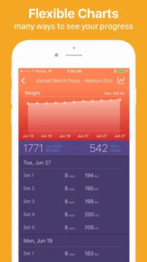 Captura de pantalla de Gymatic Workout Tracker Log en iPhone 9