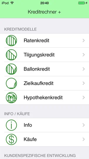 Screenshot von Kreditrechn + auf dem iPhone 1