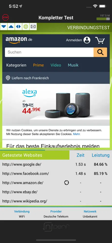 nPerf internet speed test