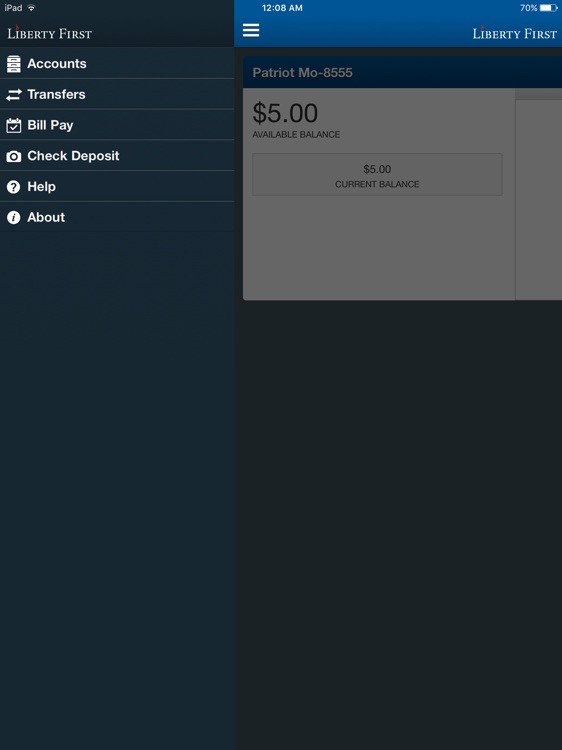 Liberty First Bank for Tablet