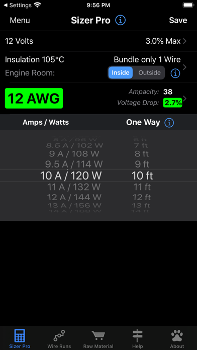 Screenshot #1 pour DC Wire Sizer