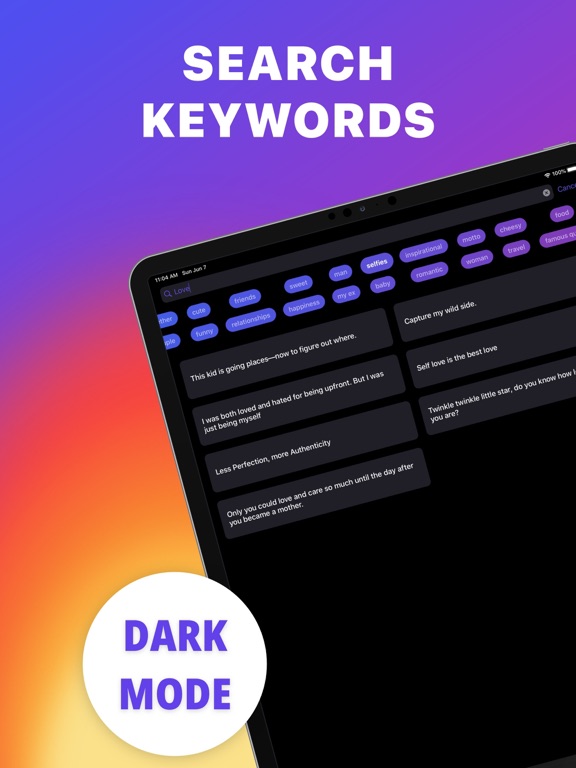 Caption Hashtags for Instagram iPad screenshot 4 - Productivity app