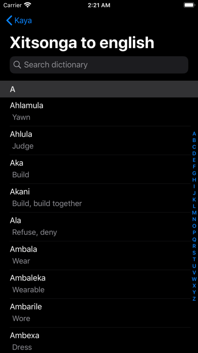 Xitsonga Dictionary Screenshot