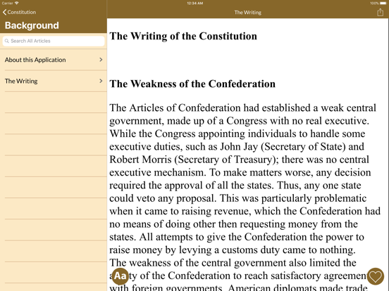 Constitution of the U.S.A. iPad screenshot