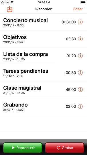 Captura de pantalla de IRecorder Pro - SimpleTouch en iPhone 1