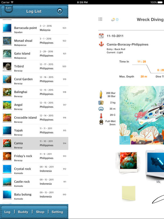 Dive Diary iPad screenshot 4 - Sports app