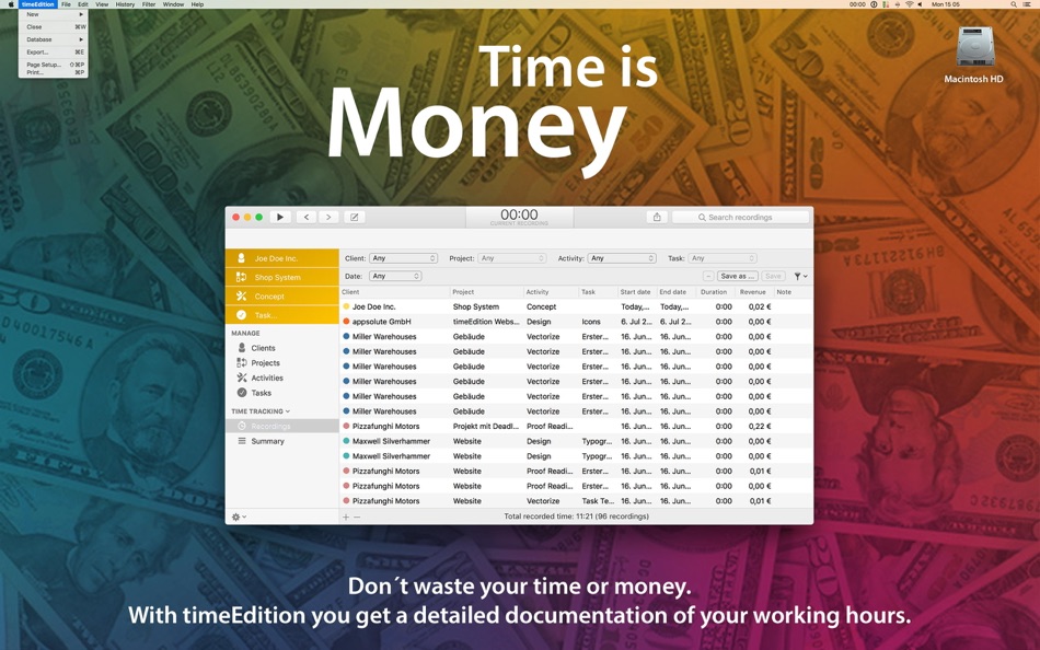 #3. timeEdition - Time Tracking (macOS) 来自: MAMP GmbH