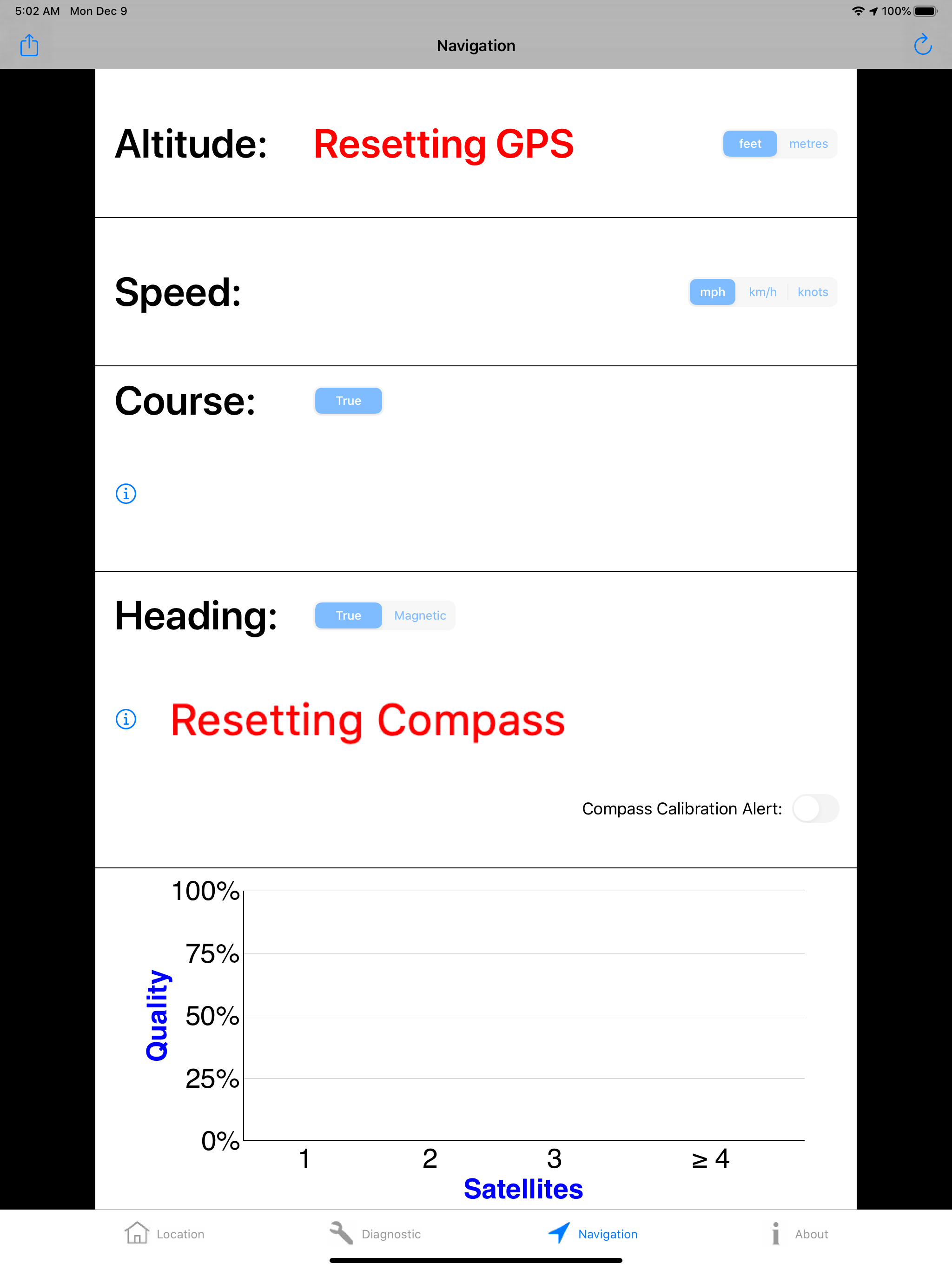 GPS Diagnostic: Satellite Test