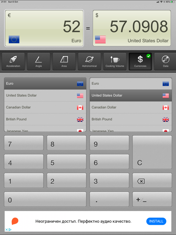 Converter: Units & Currencies iPad screenshot 4 - Utilities app
