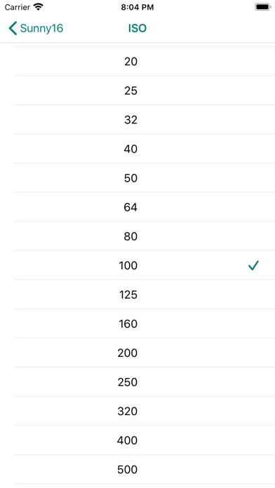 Sunny16 exposure calculator Screenshot