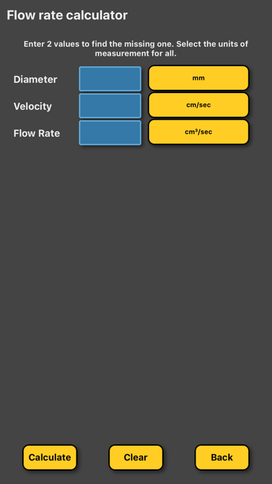Flow rate diameter velocity screenshot 4