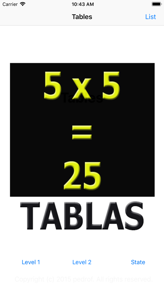 #1. Tablas por Niveles (iOS) 由: Pedro Leon