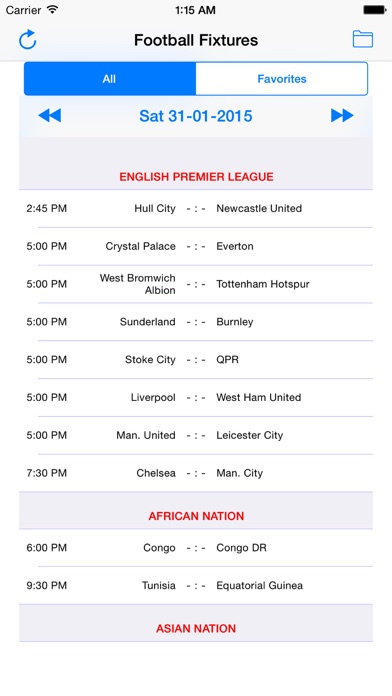 Football Fixtures  * Screenshot