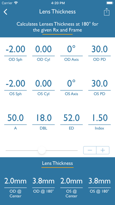Optical Calculator for ECPs Screenshot