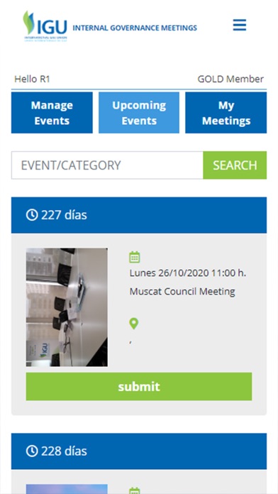 IGU Meetings Screenshot