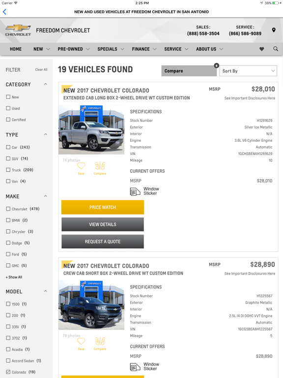Freedom Chevrolet San Antonio iPad screenshot 4 - Shopping app