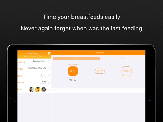 Baby Log iPad screenshot 3 - Medical app